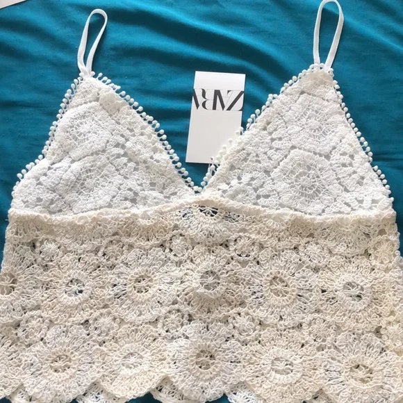 Zara White Crochet Crop Top - Picture 12 of 12